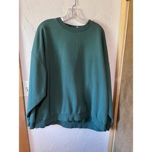 Weekday Core Oversized Sweatshirt Womens Large Teal Green Cotton Fleece Pullover